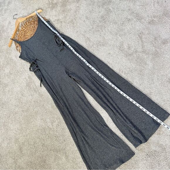 Gilly Hicks Cozy Lounge Jumpsuit Romper Knit Wide Leg Side Tie Heather Gray - Picture 10 of 11